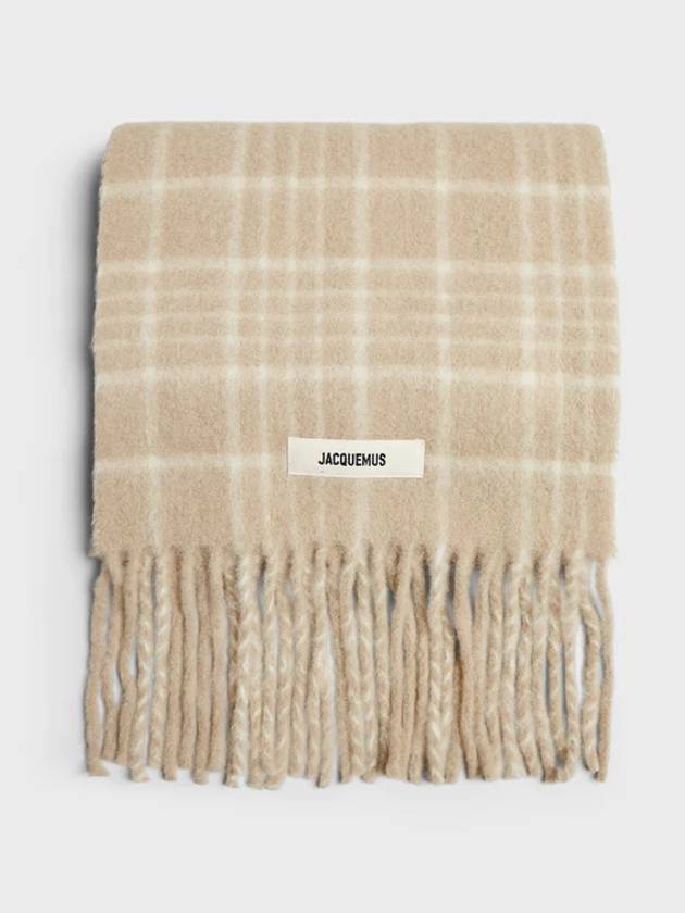 L’echarpe Carro Le Chouchou Jacquard Check Scarf Beige - JACQUEMUS - BALAAN 2