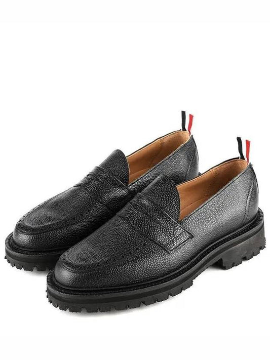 Men's Commando Pebble Leather Rubber Loafers Black - THOM BROWNE - BALAAN 2