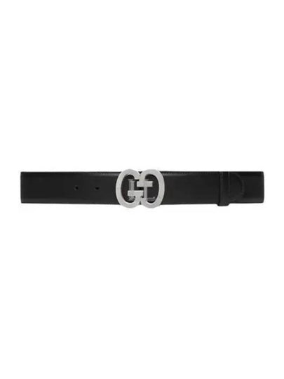 GG Buckle Wide Leather Belt Black - GUCCI - BALAAN 2