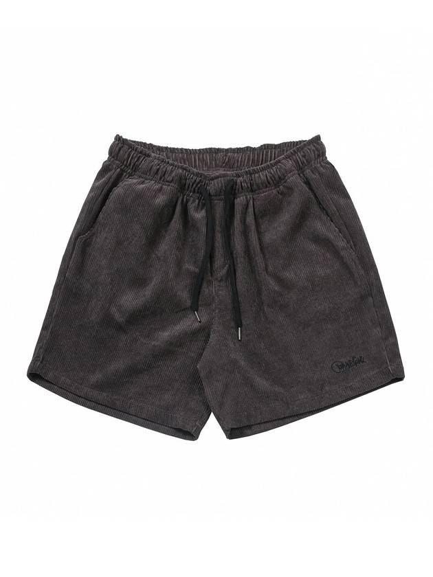 Corduroy Logo Shorts Charcoal - ARCANE FUNK - BALAAN 1