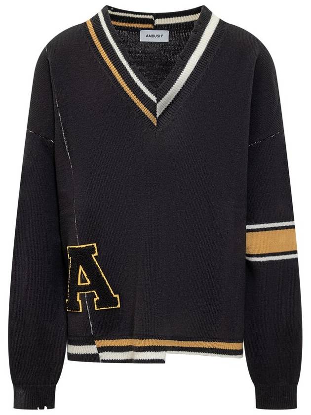 V-Neck Varsity Knit Top Black - AMBUSH - BALAAN 1