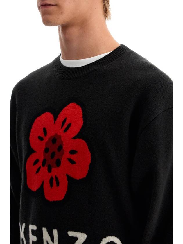 Boke Flower Crew Neck Knit Top Black - KENZO - BALAAN 5