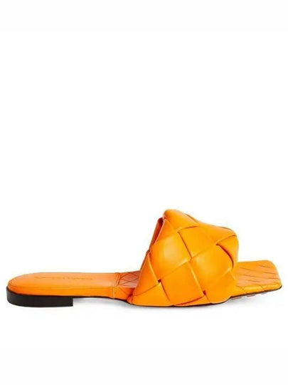 Women's Lido Leather Slippers Orange - BOTTEGA VENETA - BALAAN 2