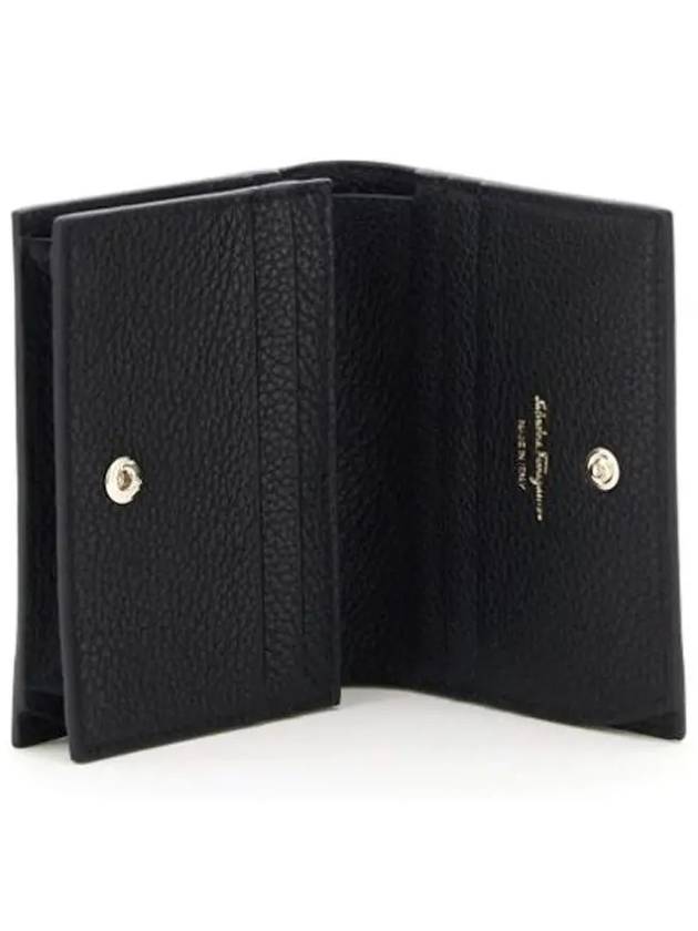 Gancini Logo Half Wallet Black - SALVATORE FERRAGAMO - BALAAN 4