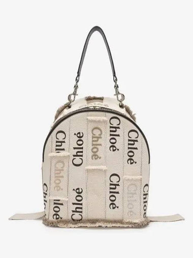 Women's Linen Woody Backpack Beige - CHLOE - BALAAN 1