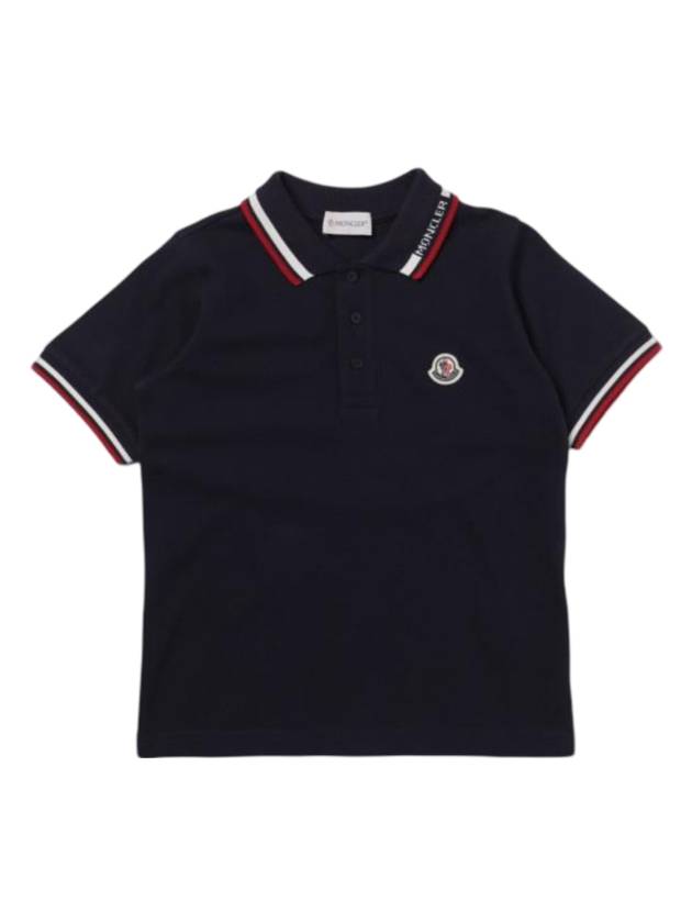 Kids Logo Patch Short Sleeve Polo Shirt Navy - MONCLER - BALAAN 1