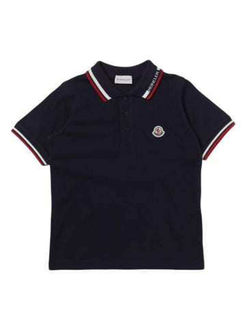 Kids Logo Patch Polo Short Sleeve Polo Shirt Navy - MONCLER - BALAAN 1