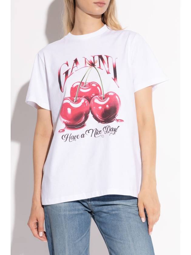 Ganni T-shirt With Logo, Women's, White - GANNI - BALAAN 3