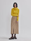 modified obi detail A-line front slit corduroy skirt beige - LIE - BALAAN 6