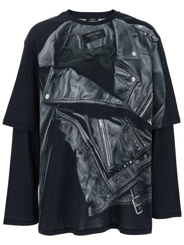 Leather Trompe L'Œil Ls T-Shirt - BALMAIN - BALAAN 1