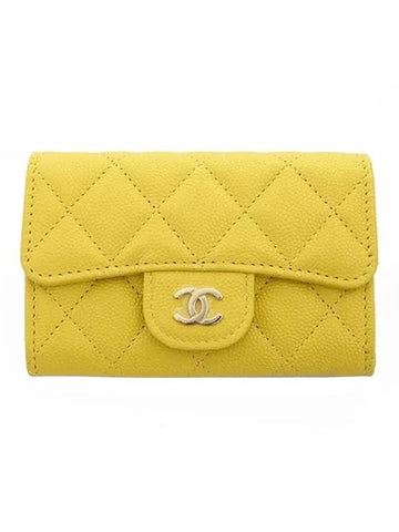 Classic Gold Hardware Grained Calfskin Card Wallet Yellow - CHANEL - BALAAN 1