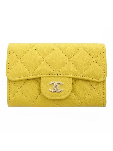 Classic Gold Logo Caviar Card Wallet Yellow - CHANEL - BALAAN 1