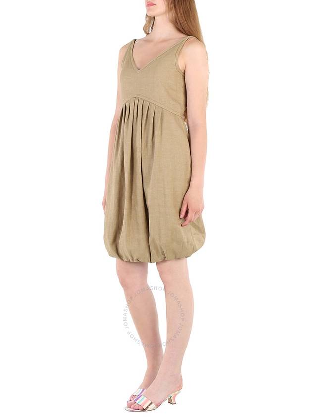 Women's Honey Linen Blend Bubble Midi Dress Beige - BURBERRY - BALAAN 4