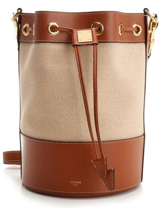 Small Drawstring Cabas Marine Bucket Bag Natural Tan - CELINE - BALAAN 1