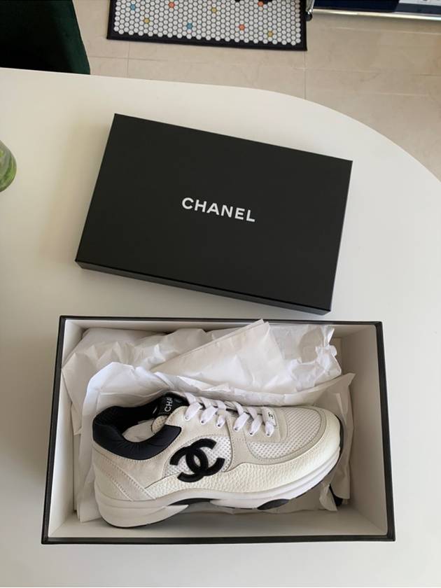 CC Logo Suede Tennis Low Top Sneakers Black - CHANEL - BALAAN 4