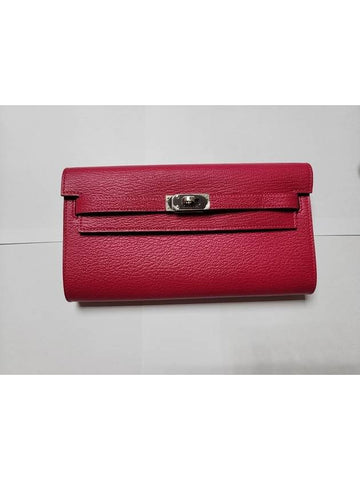 Kelly Classic To Go Long Wallet Apsong & Palladium Hardware Rose Poupré HO080253CKL3 - HERMES - BALAAN 1