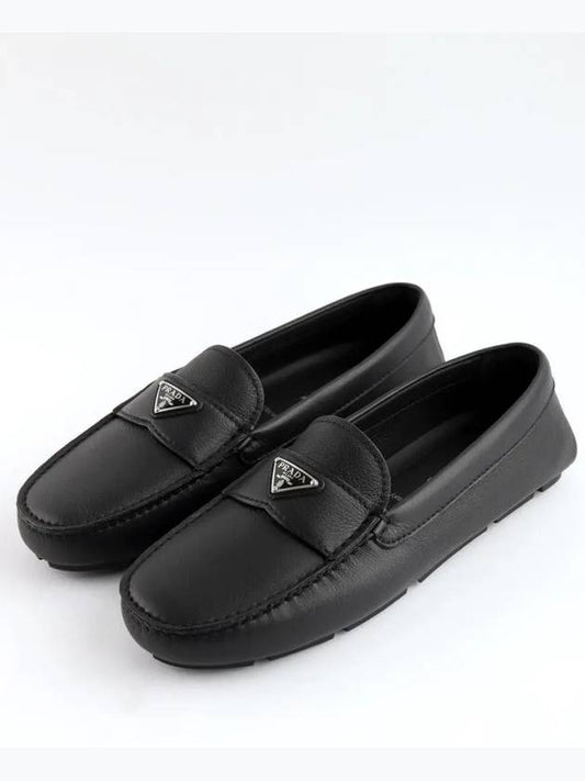 Triangle Logo Leather Driving Shoes Black - PRADA - BALAAN 2