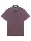 Men's Two Line Wappen Patch Cotton Short Sleeve Polo Shirt Burgundy - STONE ISLAND - BALAAN 2