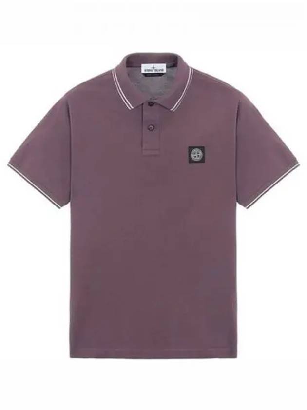 Men's Two Line Wappen Patch Cotton Short Sleeve Polo Shirt Burgundy - STONE ISLAND - BALAAN 2