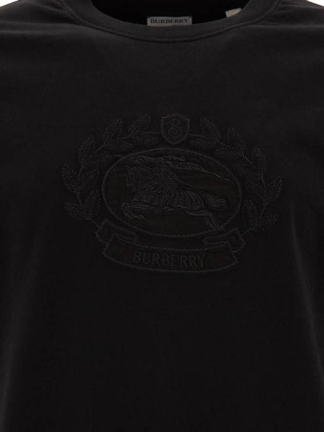 Embroidered Logo Cotton Short Sleeve T-Shirt Black - BURBERRY - BALAAN 4