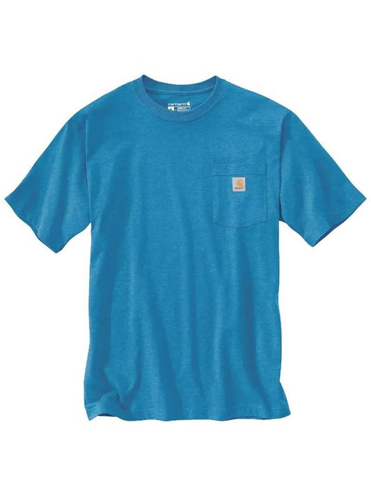 Pocket short sleeve t shirt marine blue header sleeves K87 H72 - CARHARTT - BALAAN 2
