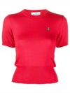 ORB Logo Short Sleeve Knit Top Red - VIVIENNE WESTWOOD - BALAAN 2