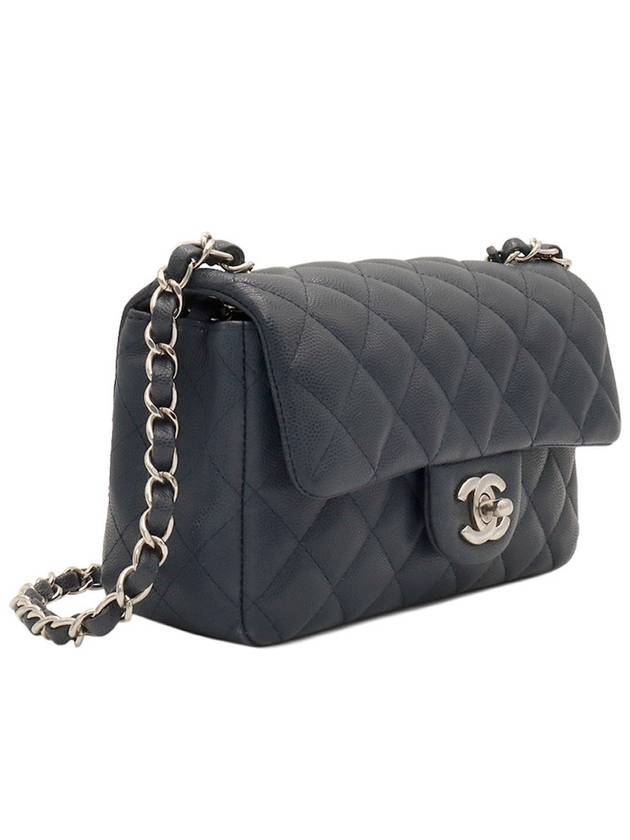 Navy Caviar Silver Chain Classic New Mini Flap Shoulder Bag No 26 - CHANEL - BALAAN 3