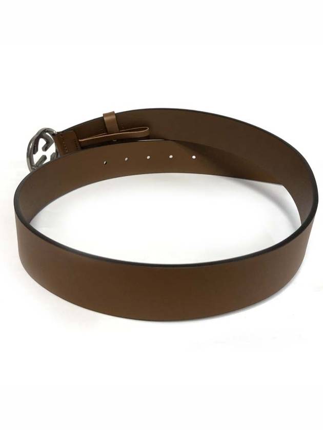 Interlocking Leather Belt Brown - GUCCI - BALAAN 5