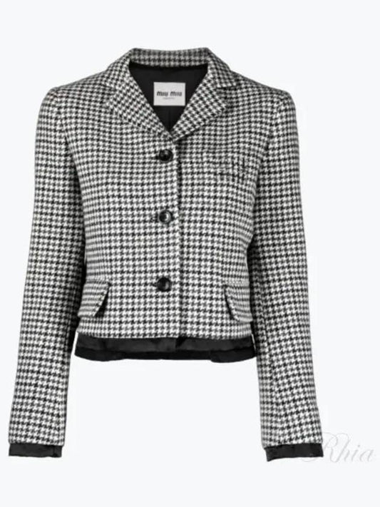 Chest Logo Houndstooth Jacket MH1783S23113JJ F0BD9 - MIU MIU - BALAAN 1