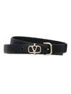 V Logo Leather Belt Black - VALENTINO - BALAAN 1