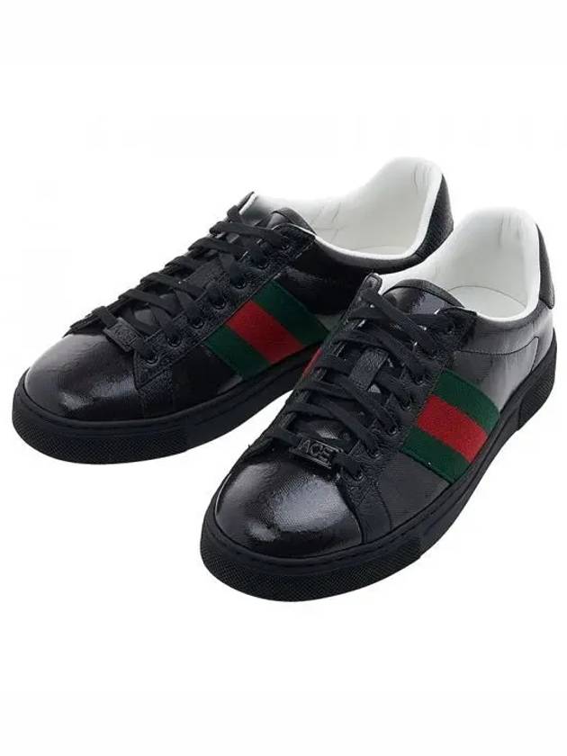 Men's Ace GG Crystal Canvas Low Top Sneakers Black - GUCCI - BALAAN 2