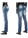 Men's Biker Cotton Skinny Jeans Blue - PHILIPP PLEIN - BALAAN 3