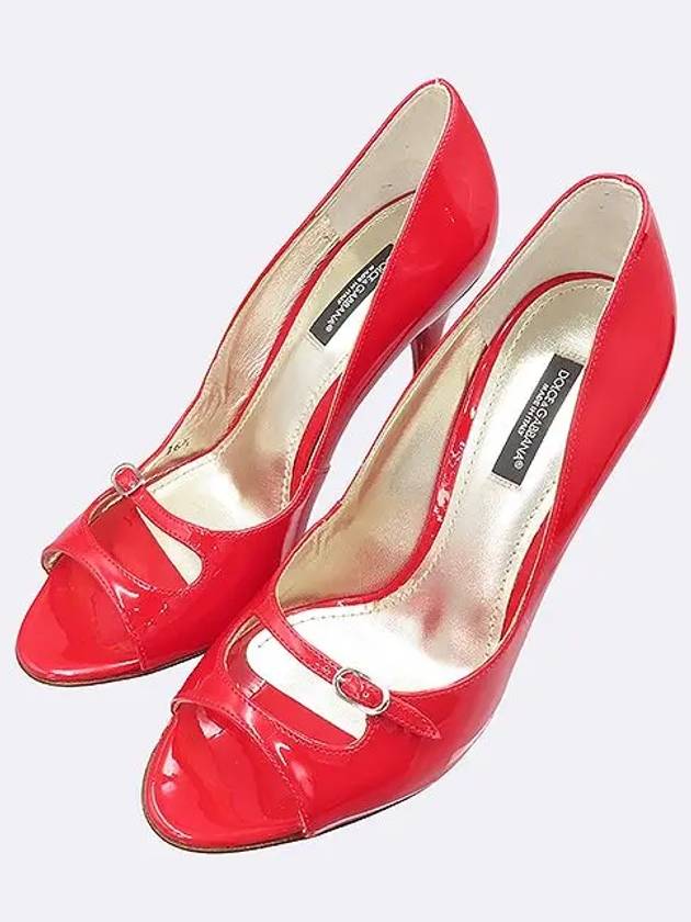 7592 Red color enamel open toe pumps women s shoes 235MM - DOLCE&GABBANA - BALAAN 5