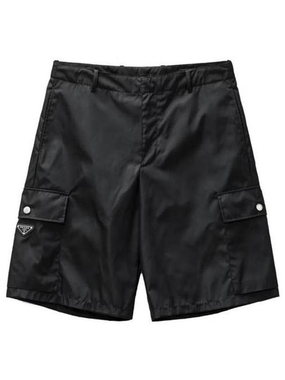 Triangular Logo Re-Nylon Bermuda Cargo Shorts Black - PRADA - BALAAN 2