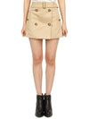 Women's Cotton Gabardine Mini Trench A-Line Skirt Beige - BURBERRY - BALAAN.