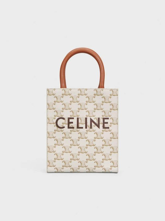 Triomphe Vertical Cavas Small Tote Bag White - CELINE - BALAAN 2