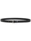 Men's Monogram Silver Buckle Leather Belt Black - SAINT LAURENT - BALAAN 3