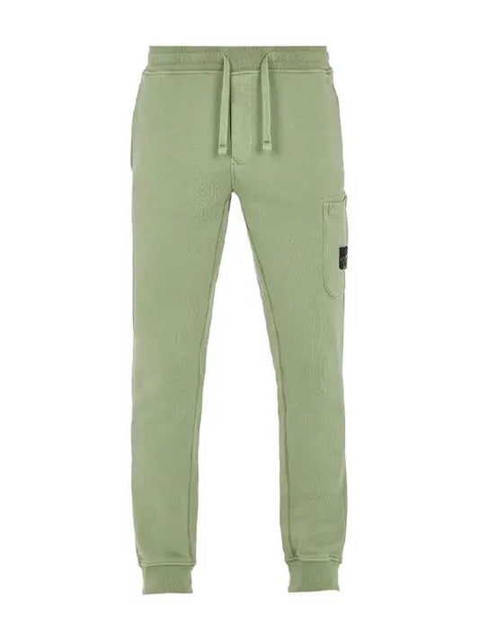 Men's Wappen Patch Cotton Fleece Track Pants Green - STONE ISLAND - BALAAN 2