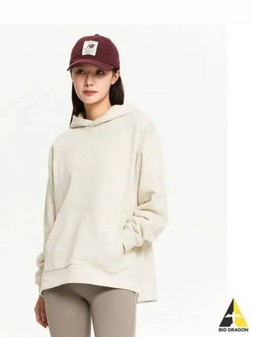 NBN0E4S082 WOMEN emboss lettering brushed hoodie IVORY - NEW BALANCE - BALAAN 1