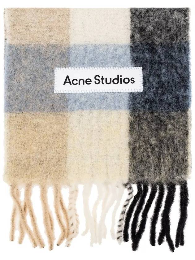 Check Mohair Muffler Blue Beige Black - ACNE STUDIOS - BALAAN 2