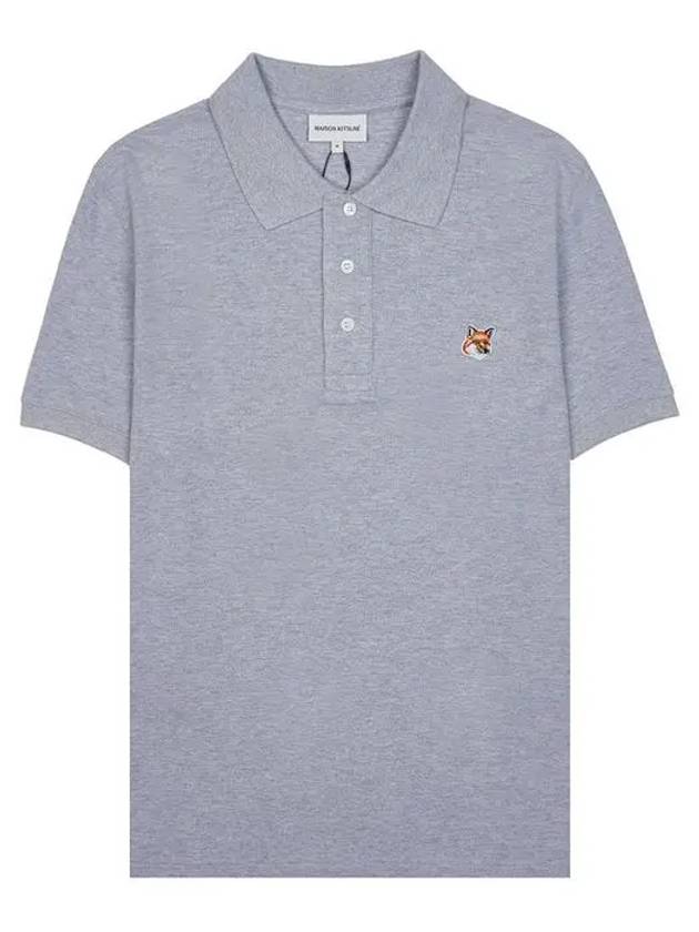 Fox Head Patch Cotton Polo Shirt Grey - MAISON KITSUNE - BALAAN 3