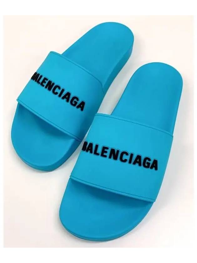 Men's Logo Full Slippers Blue - BALENCIAGA - BALAAN 4