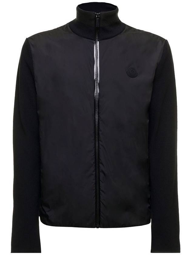 Men's Logo Tricot Zip-Up Cardigan Black - MONCLER - BALAAN 1