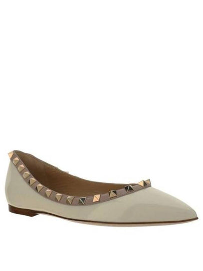 Patent Leather Rockstud Ballerina White - VALENTINO - BALAAN 2