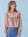 volume chiffon round neck frill blouse pink - VOYONN - BALAAN 7