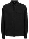 Emerized Gabardine Overshirt Zip-Up Jacket Black - CP COMPANY - BALAAN 1