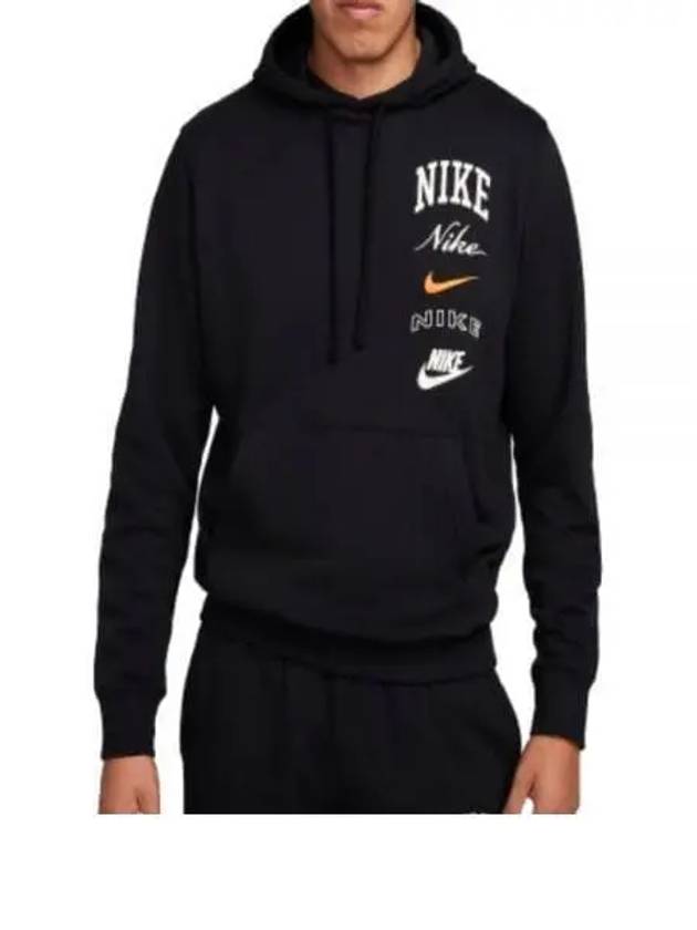 Club Fleece Stack Logo Hoodie Black - NIKE - BALAAN 2