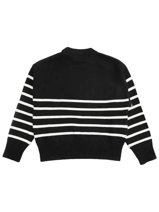 Striped Big Heart Logo Knit Top Black - AMI - BALAAN 4