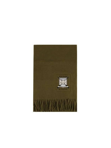 College Fox Blazon Muffler Khaki - MAISON KITSUNE - BALAAN 1