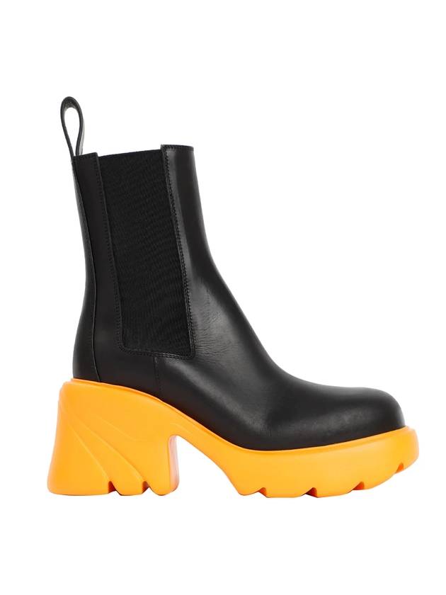 Women's Flash Platform Leather Chelsea Boots Black Tangerine - BOTTEGA VENETA - BALAAN.